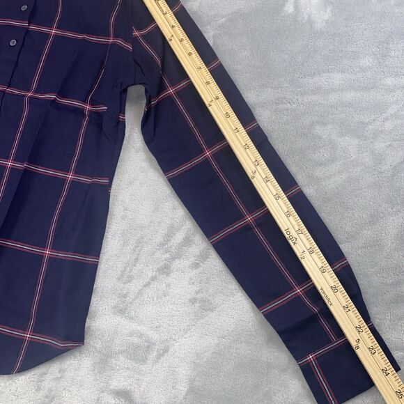 UNTUCKit Women's Mavrodaphne Button Front Flannel Shirt Size 0 Blue Windowpane - Picture 4 of 6